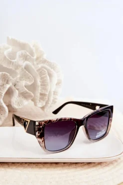 Hot Boto Damskie Okulary Przeciwsłoneczne Z Ozdobnymi Detalami UV400 Brązowe