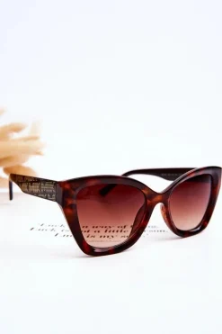 Okulary>Boto Damskie Okulary Przeciwsłoneczne Z Napisami M2404 Marmurkowe Czarno-Brązowe