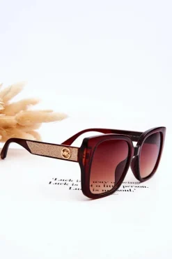 Outlet Boto Damskie Okulary Przeciwsłoneczne Z Brokatem M2354 Brązowe