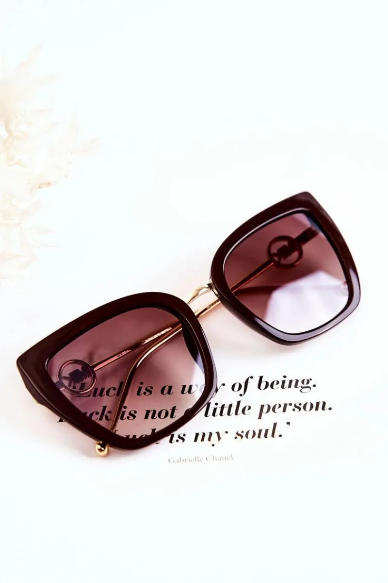 Discount Damskie Okulary Przeciwsłoneczne Kocie Oczy M2351 Brązowe Okulary