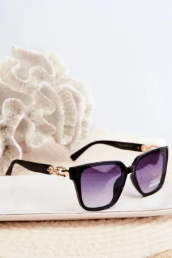 Okulary>Boto Damskie Okulary Przeciwsłoneczne Z Ozdobnymi Detalami UV400 Czarne