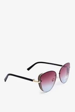 New PRIUS Damskie Okulary Przeciwsłoneczne Z Brokatowymi Wstawkami UV400 Czarno-Złote