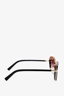 New PRIUS Damskie Okulary Przeciwsłoneczne Z Brokatowymi Wstawkami UV400 Czarno-Złote