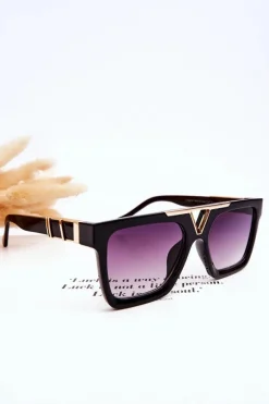 Okulary>Boto Damskie Okulary Przeciwsłoneczne V130037 Czarne Gradient Fioletowy