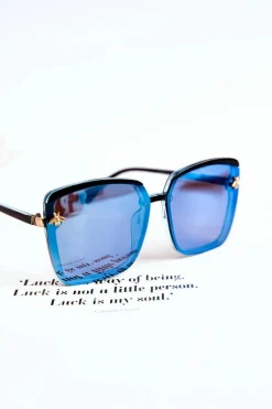 Outlet Damskie Okulary Przeciwsłoneczne Z Ozdobą SX0007 Czarno-Niebieskie Okulary