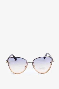 Okulary>PRIUS Damskie Okulary Przeciwsłoneczne Z Brokatowymi Wstawkami UV400 Czarno-Złote