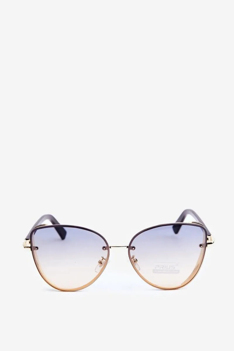 Okulary>PRIUS Damskie Okulary Przeciwsłoneczne Z Brokatowymi Wstawkami UV400 Czarno-Złote