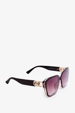 Sale Boto Damskie Okulary Przeciwsłoneczne Ze Złotym Detalem UV400 Brązowe