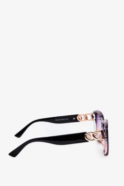 Discount Boto Damskie Okulary Przeciwsłoneczne Ze Złotym Detalem UV400 Czarno-Różowe