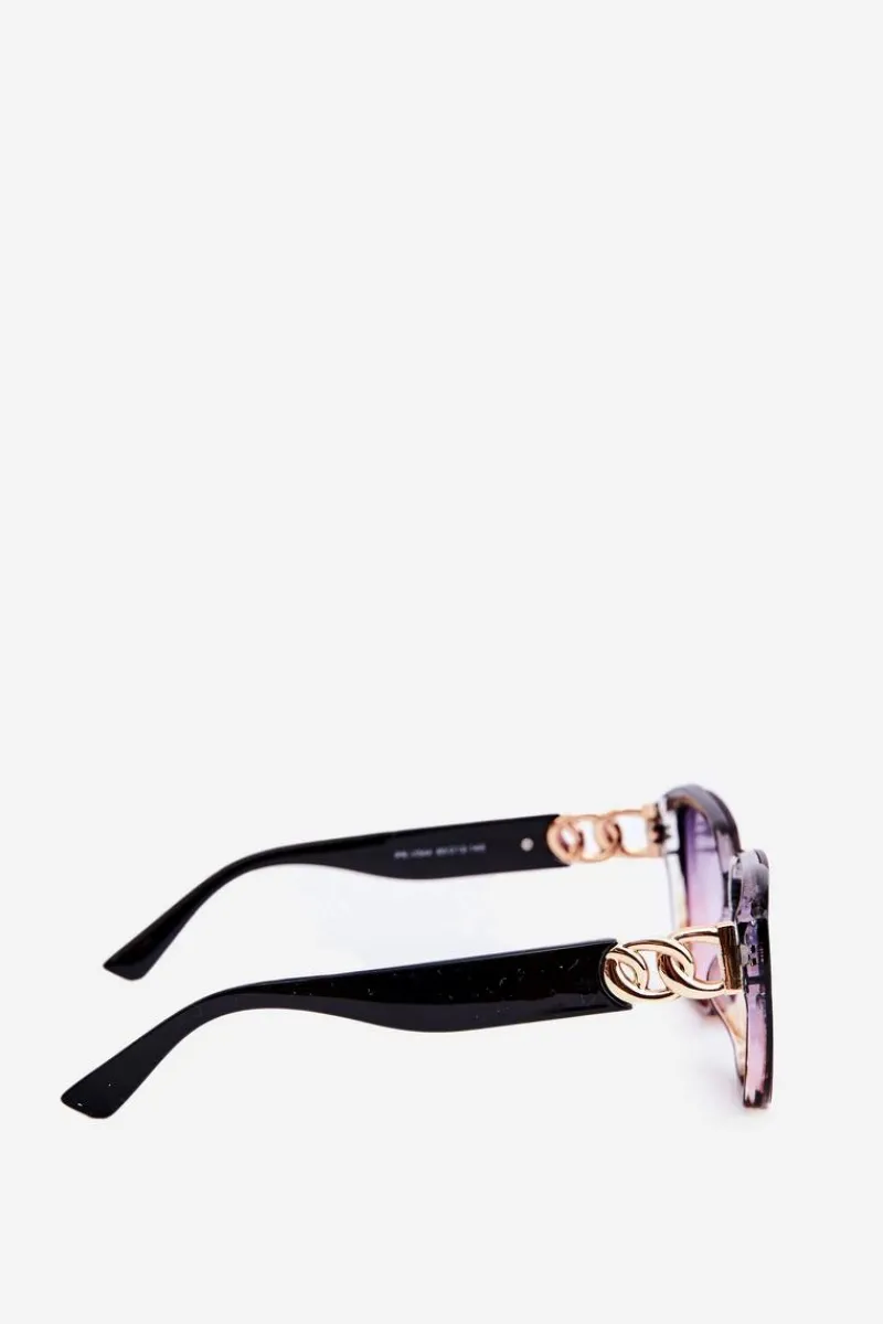 Discount Boto Damskie Okulary Przeciwsłoneczne Ze Złotym Detalem UV400 Czarno-Różowe