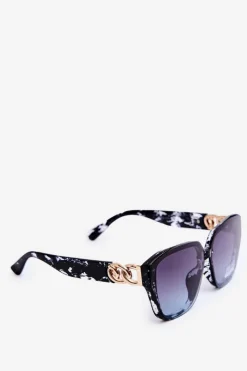 Outlet Boto Damskie Okulary Przeciwsłoneczne Ze Złotym Detalem UV400 Czarne