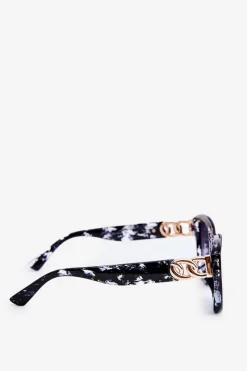 Outlet Boto Damskie Okulary Przeciwsłoneczne Ze Złotym Detalem UV400 Czarne
