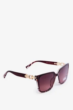 Hot Boto Damskie Okulary Przeciwsłoneczne Z Ozdobnymi Detalami UV400 Brązowe