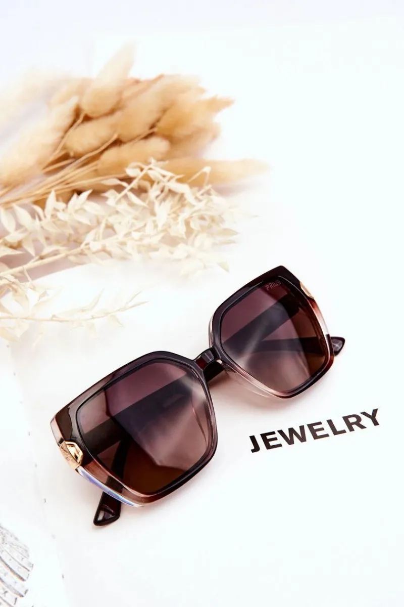 Okulary>PRIUS Damskie Okulary Przeciwsłoneczne V213 Ciemnobrązowe