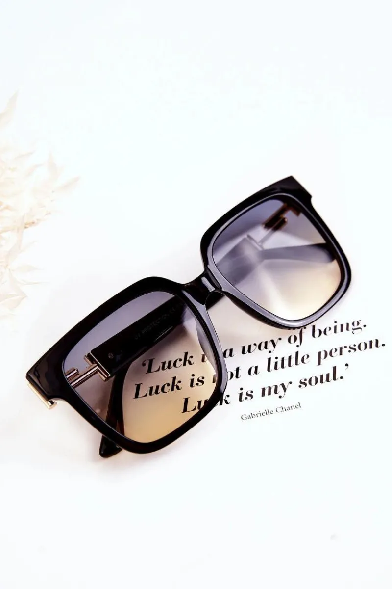 Okulary>Boto Damskie Okulary Przeciwsłoneczne Ombre V120026 Czarno-Złote