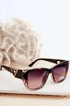 Okulary>Boto Damskie Okulary Przeciwsłoneczne Z Ozdobnymi Detalami UV400 Brązowe