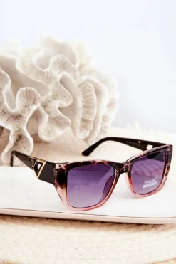Online Damskie Okulary Przeciwsłoneczne Z Ozdobnymi Detalami UV400 Czarno-Różowe Okulary