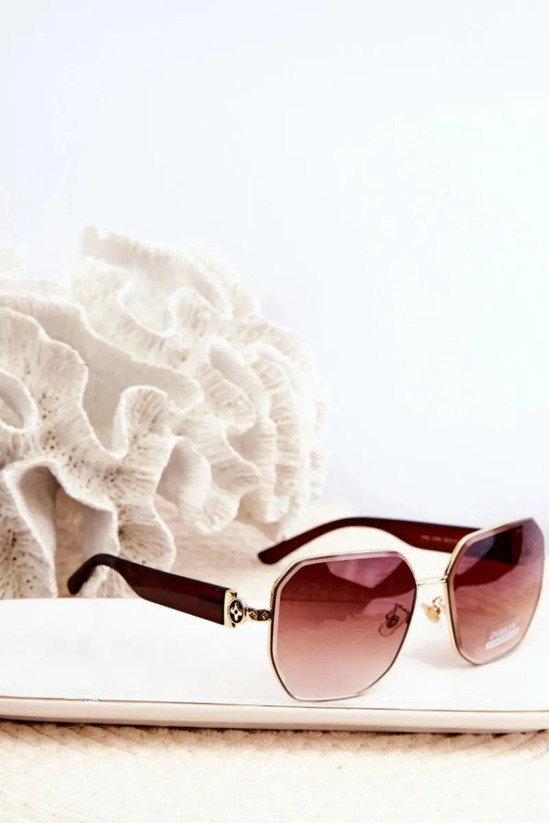 New Damskie Okulary Przeciwsłoneczne UV400 Brązowe Okulary