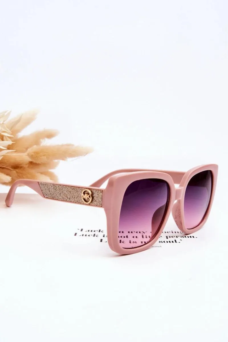 Hot Damskie Okulary Przeciwsłoneczne Z Brokatem M2354 Różowe Okulary