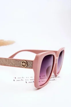 Hot Damskie Okulary Przeciwsłoneczne Z Brokatem M2354 Różowe Okulary