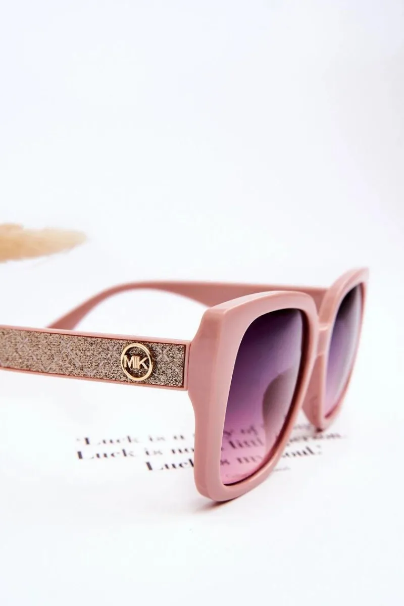 Hot Damskie Okulary Przeciwsłoneczne Z Brokatem M2354 Różowe Okulary