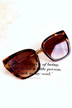 Online Boto Damskie Okulary Przeciwsłoneczne Kocie Oczy Marmurkowe M2351 Brązowe