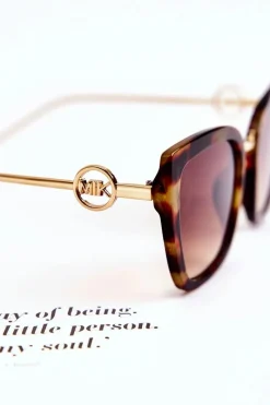 Online Boto Damskie Okulary Przeciwsłoneczne Kocie Oczy Marmurkowe M2351 Brązowe