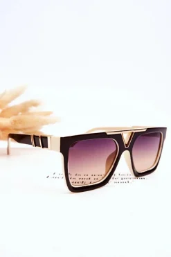 Online Boto Damskie Okulary Przeciwsłoneczne V130037 Kremowo-Brązowe