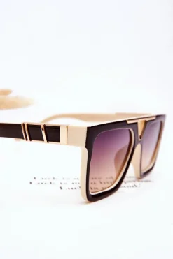 Online Boto Damskie Okulary Przeciwsłoneczne V130037 Kremowo-Brązowe
