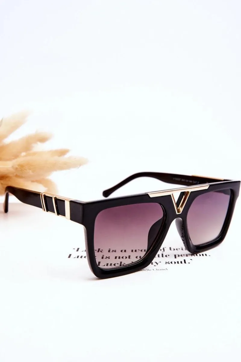 Clearance Boto Damskie Okulary Przeciwsłoneczne V130037 Czarno-Złote