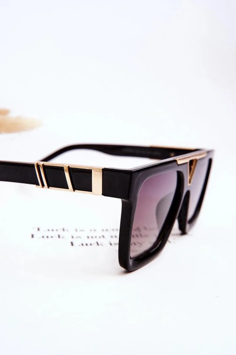 Clearance Boto Damskie Okulary Przeciwsłoneczne V130037 Czarno-Złote