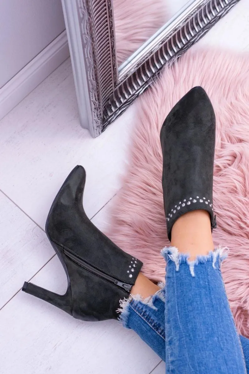 Hot Buty damskie Vinceza Damskie Oliwkowe Botki Na Szpilce Nity Bemi