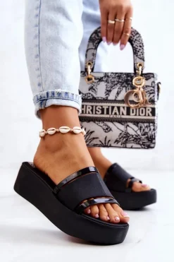 Klapki Na Koturnie|Klapki Na Obcasie>ZAXY Damskie Pachnące Klapki HH285197 Czarne