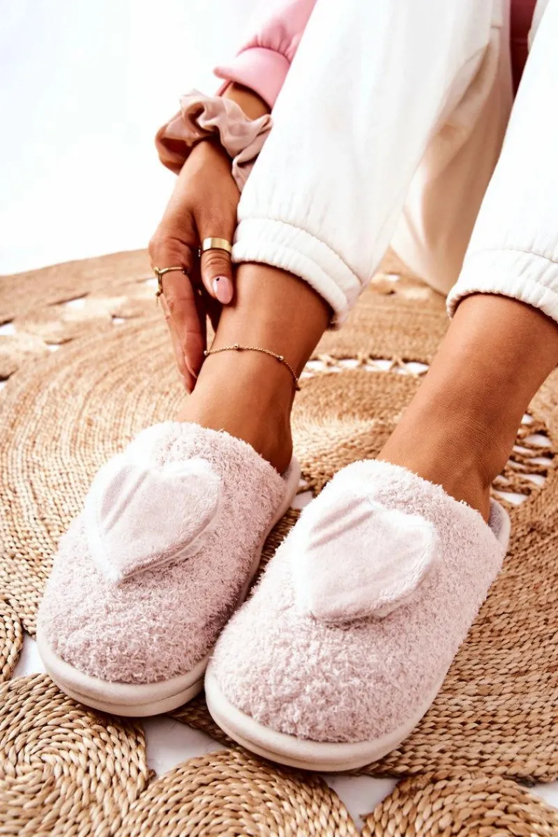 Kapcie Klasyczne>Boto Damskie Papcie Beżowe Heartbeat