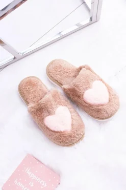 Kapcie Klasyczne>Boto Damskie Papcie Ciepłe Beżowe Kapcie