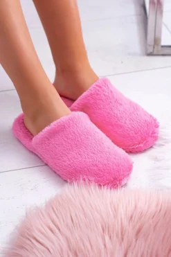 Kapcie Klasyczne>Boto Damskie Papcie Futerkowe Ciemno Różowe Mimia