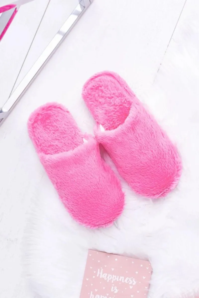 Kapcie Klasyczne>Boto Damskie Papcie Futerkowe Ciemno Różowe Mimia