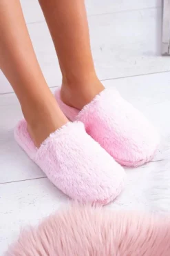 Outlet Boto Damskie Papcie Futerkowe Różowe Mimia