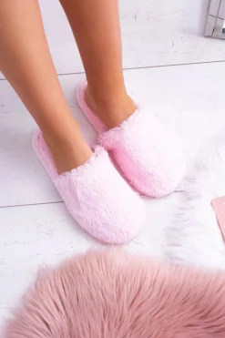 Outlet Boto Damskie Papcie Futerkowe Różowe Mimia