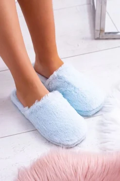 Outlet Boto Damskie Papcie Futerkowe Jasno Niebieskie Mimia