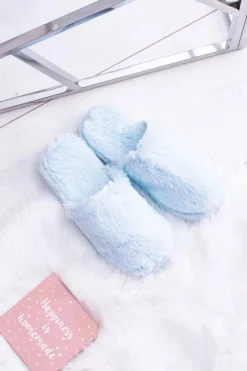 Outlet Boto Damskie Papcie Futerkowe Jasno Niebieskie Mimia