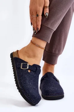 Kapcie Klasyczne|Klapki Damskie Klasyczne>INBLU Damskie Papcie Klapki Profilaktyczne DJ-07-041 Granatowe