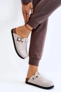 Online INBLU Damskie Papcie Klapki Profilaktyczne DJ-07-002 Beżowe