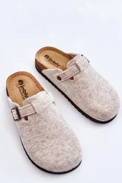 Online INBLU Damskie Papcie Klapki Profilaktyczne DJ-07-002 Beżowe