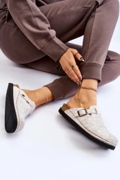 Online INBLU Damskie Papcie Klapki Profilaktyczne DJ-07-002 Beżowe