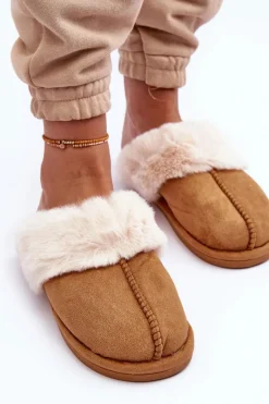 Discount Damskie Papcie Klapki z Futerkiem Camel Pinky Damskie Kapcie Klasyczne|Klapki Z Futerkiem