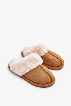 Discount Damskie Papcie Klapki z Futerkiem Camel Pinky Damskie Kapcie Klasyczne|Klapki Z Futerkiem