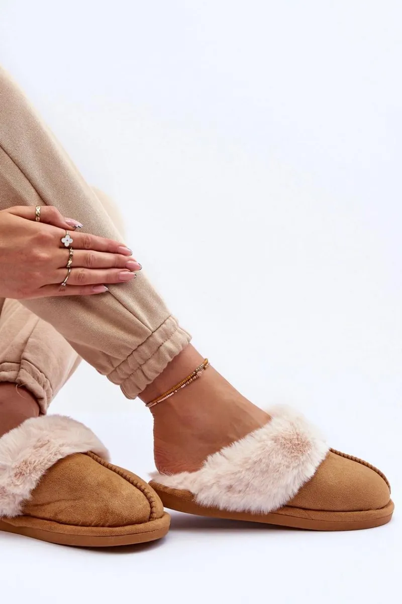 Discount Damskie Papcie Klapki z Futerkiem Camel Pinky Damskie Kapcie Klasyczne|Klapki Z Futerkiem