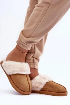 Discount Damskie Papcie Klapki z Futerkiem Camel Pinky Damskie Kapcie Klasyczne|Klapki Z Futerkiem