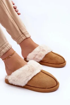 Discount Damskie Papcie Klapki z Futerkiem Camel Pinky Damskie Kapcie Klasyczne|Klapki Z Futerkiem